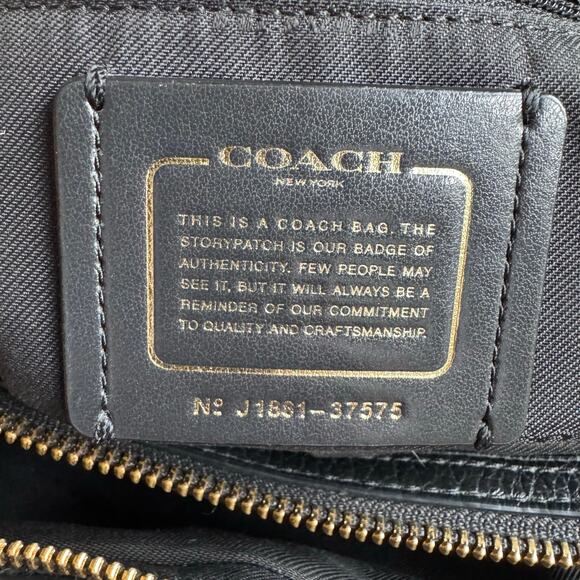 COACH Womens Mercer Satchel Hand Shoulder Bag Black Grain Leather Gold Turn Lock - Picture 15 of 16